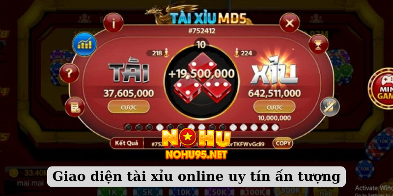 Giao diện tài xỉu online uy tín ấn tượng